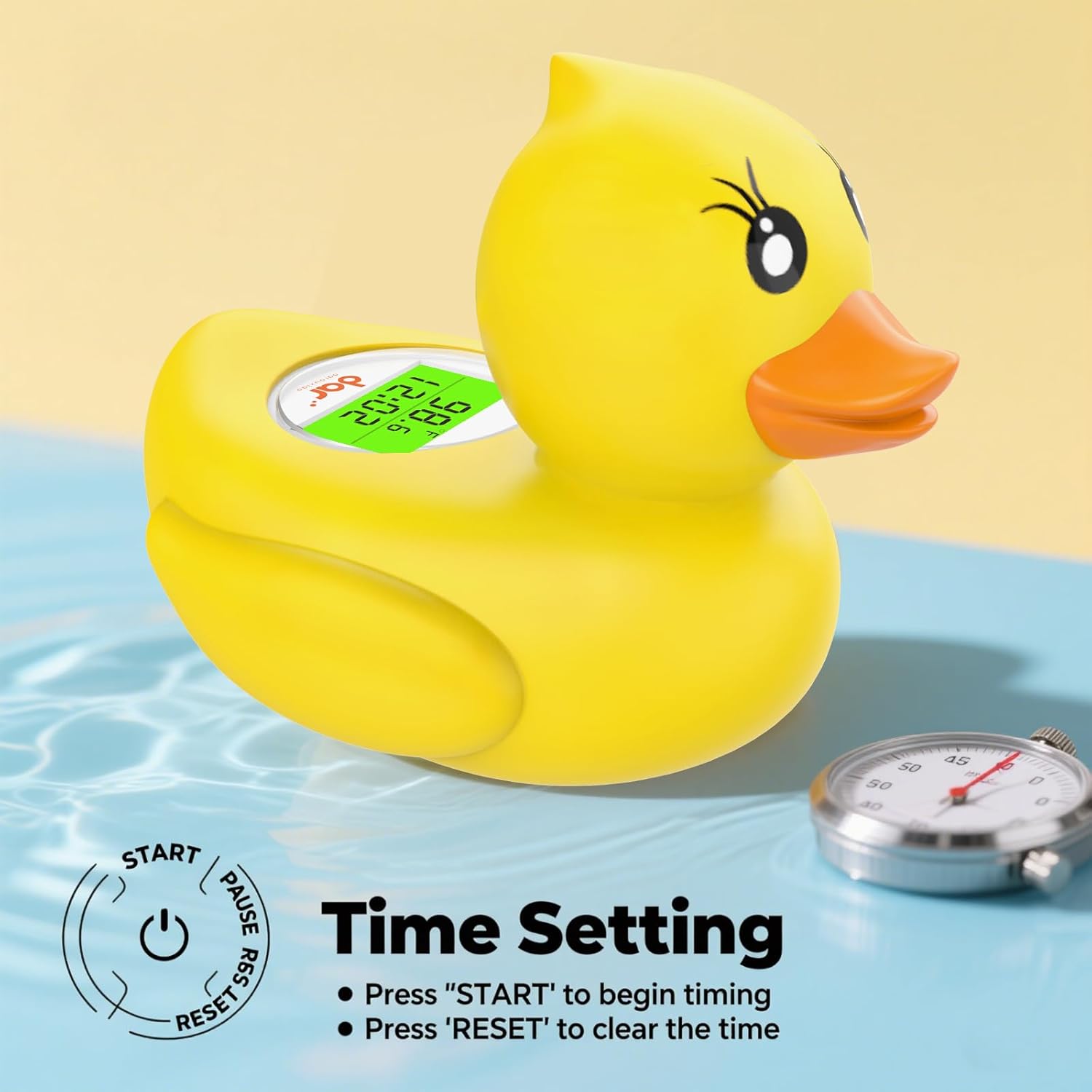 AquaVeilig Baby Badetermometer – Digitalt Display med 3 Farver og Temperaturadvarsel