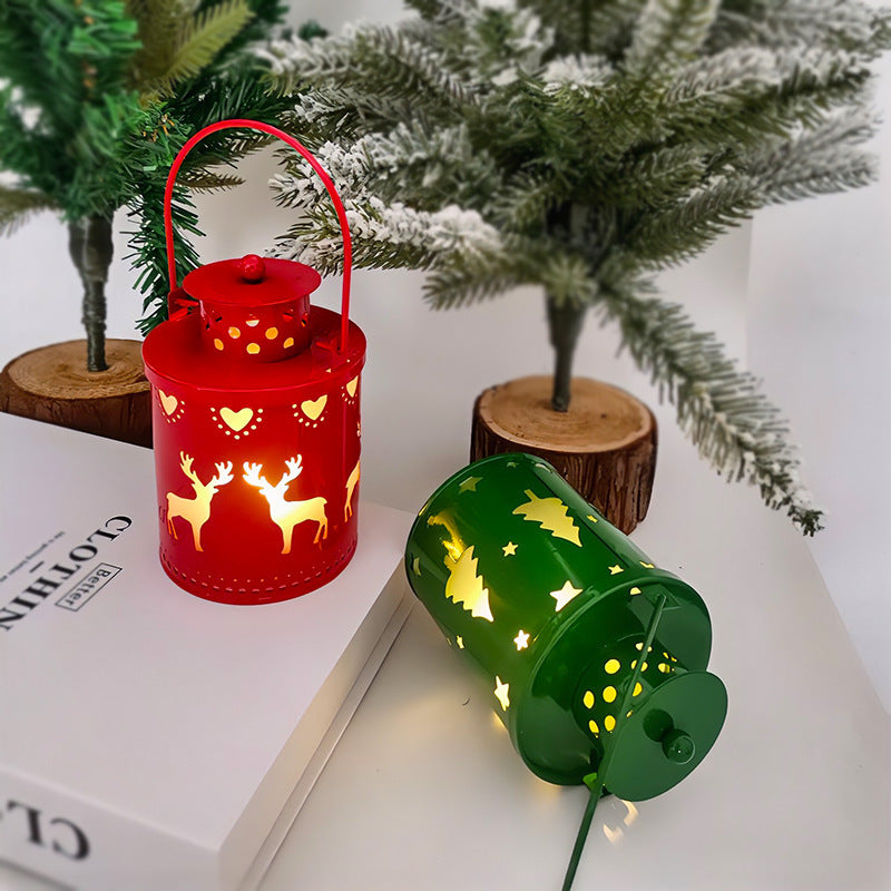 Elektronisk Julelys med Blinkende LED Lys – Dekorativ Jernlygte til Indendørs Brug