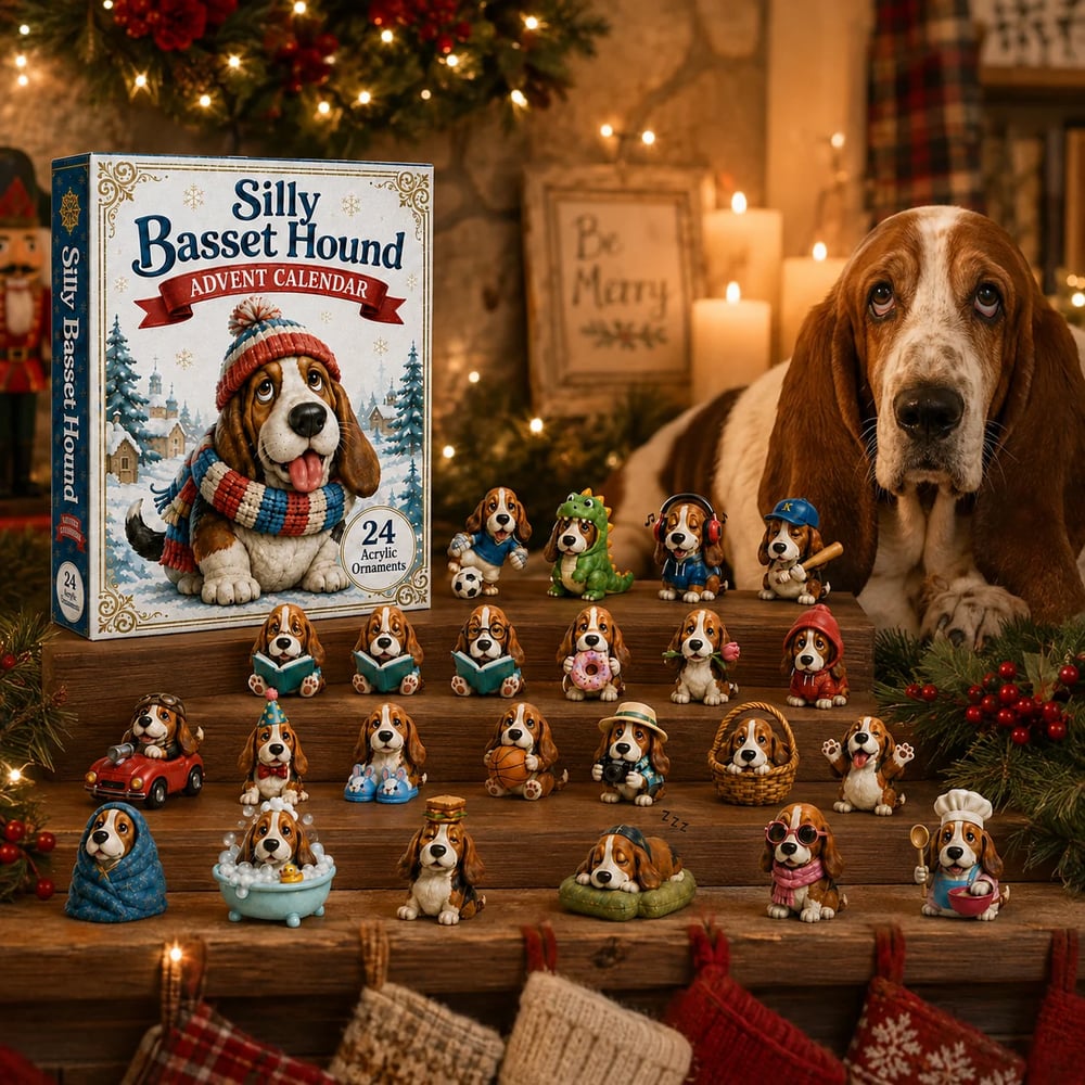 Galna Basset Hound Adventskalender 2026 – 24 Dagar Fulla av Överraskningar