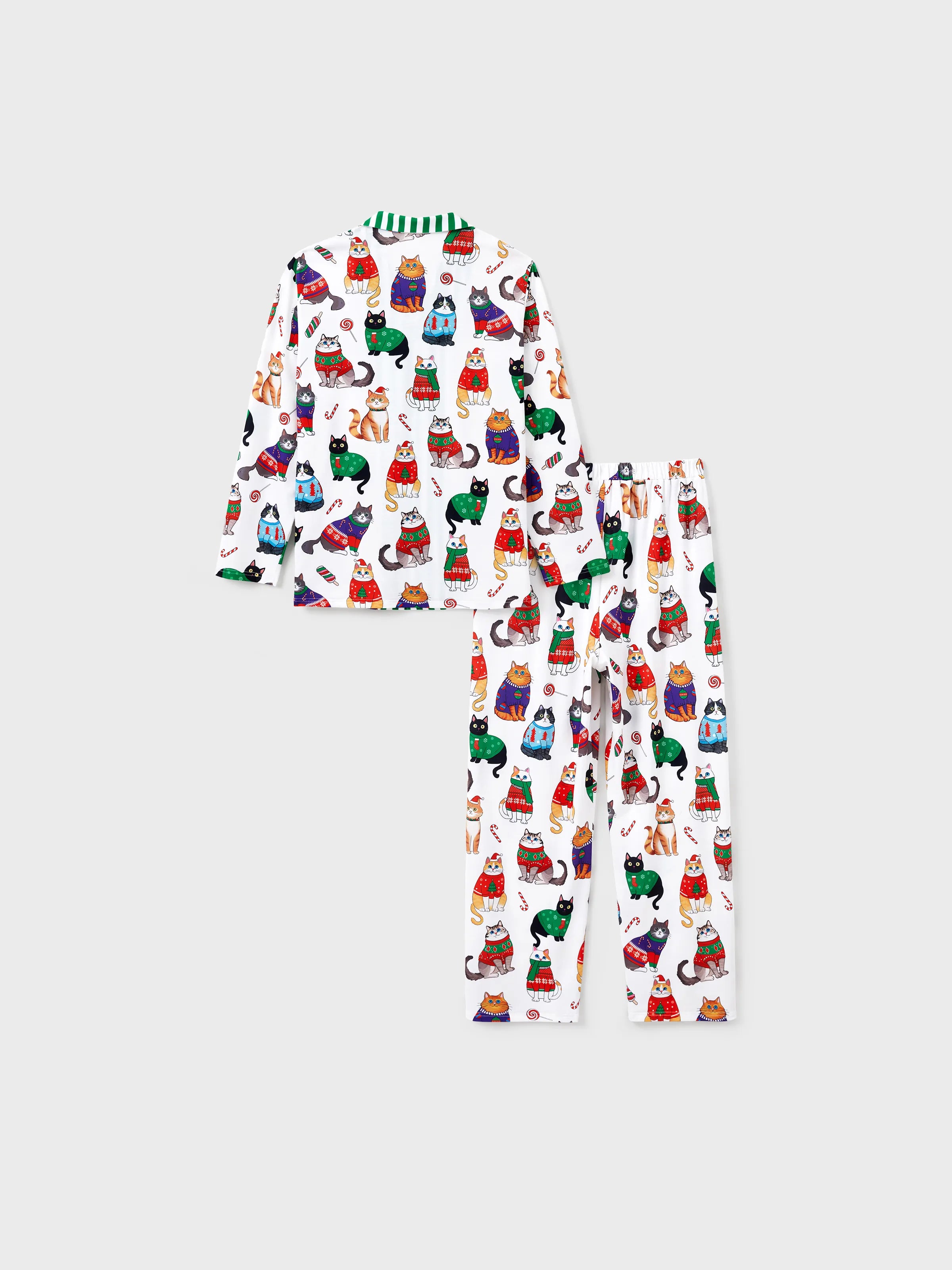 MeowJams | Jule Familie Pyjamas Sæt Katteprint med Matchende Sokker Multicolor