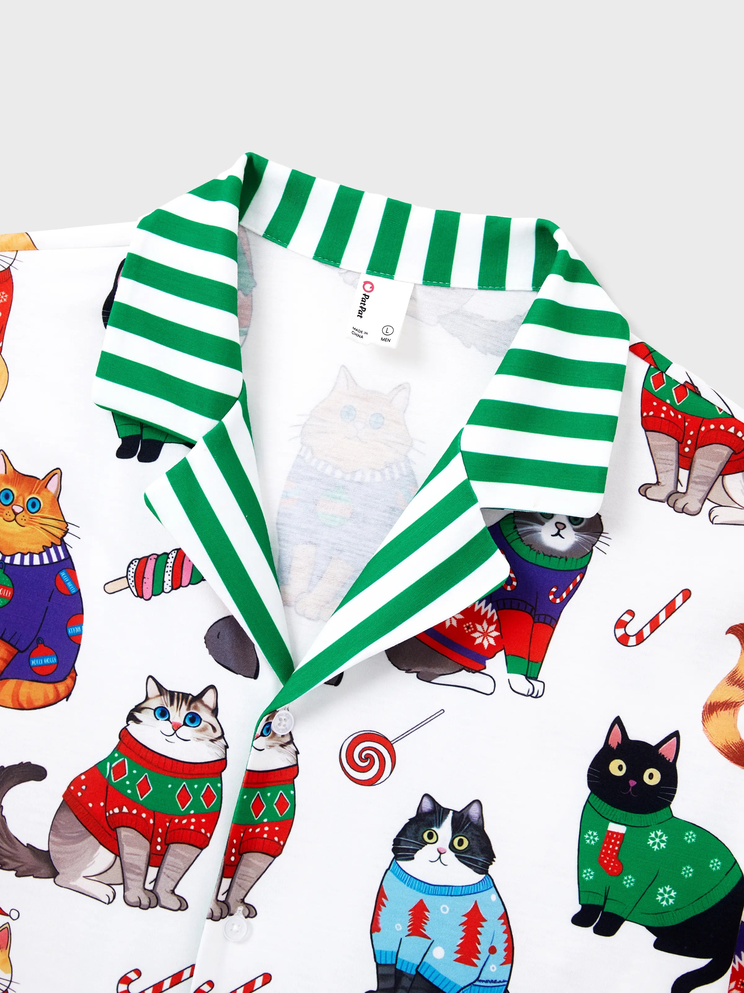 MeowJams | Jule Familie Pyjamas Sæt Katteprint med Matchende Sokker Multicolor