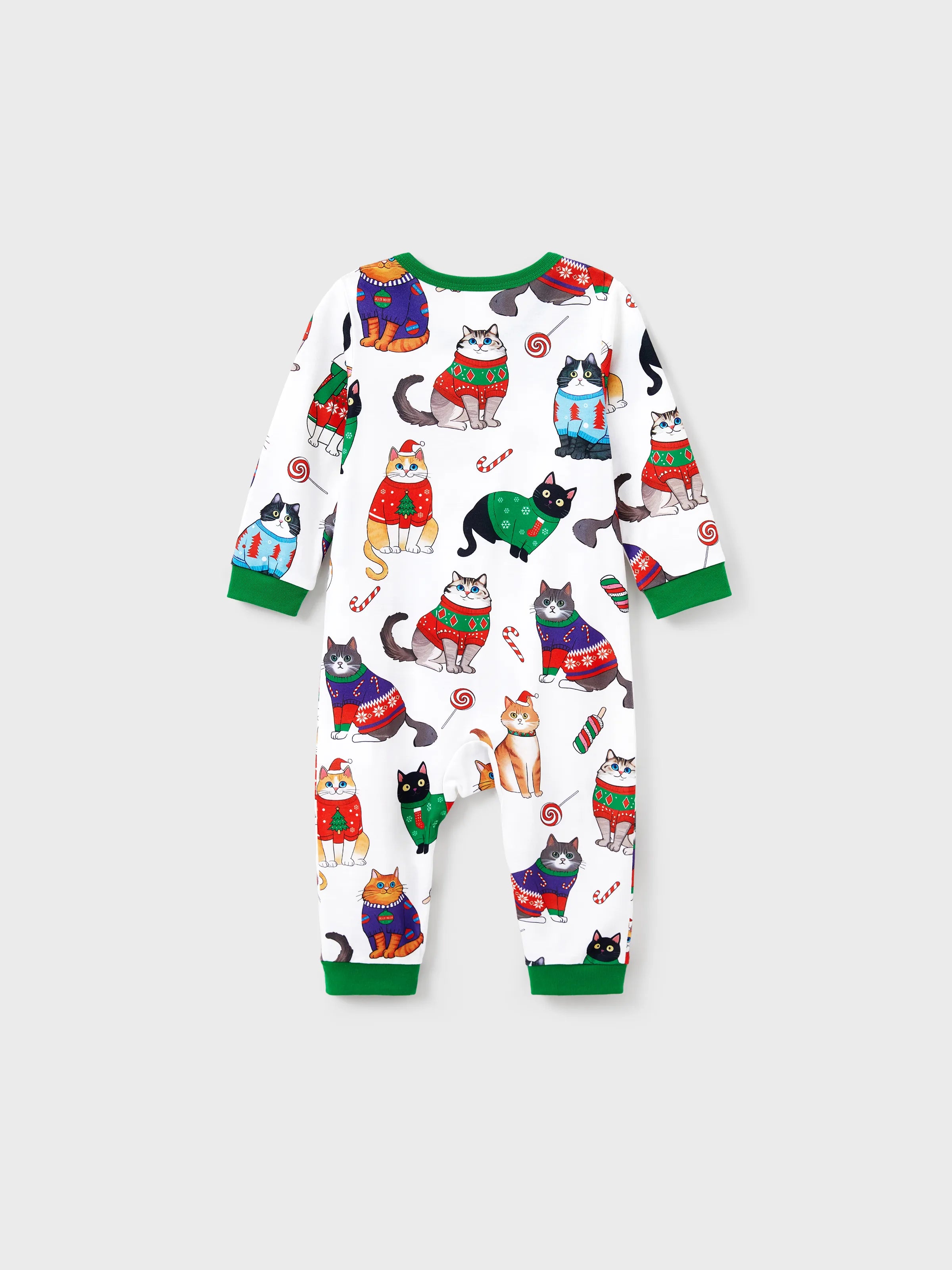 MeowJams | Jule Familie Pyjamas Sæt Katteprint med Matchende Sokker Multicolor
