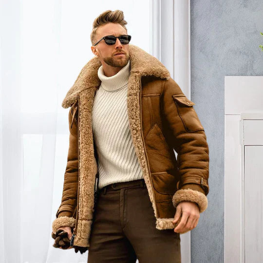Raymond Herrejakke – Holdbart Læder med Blødt Fleecefor & Elegant Stil