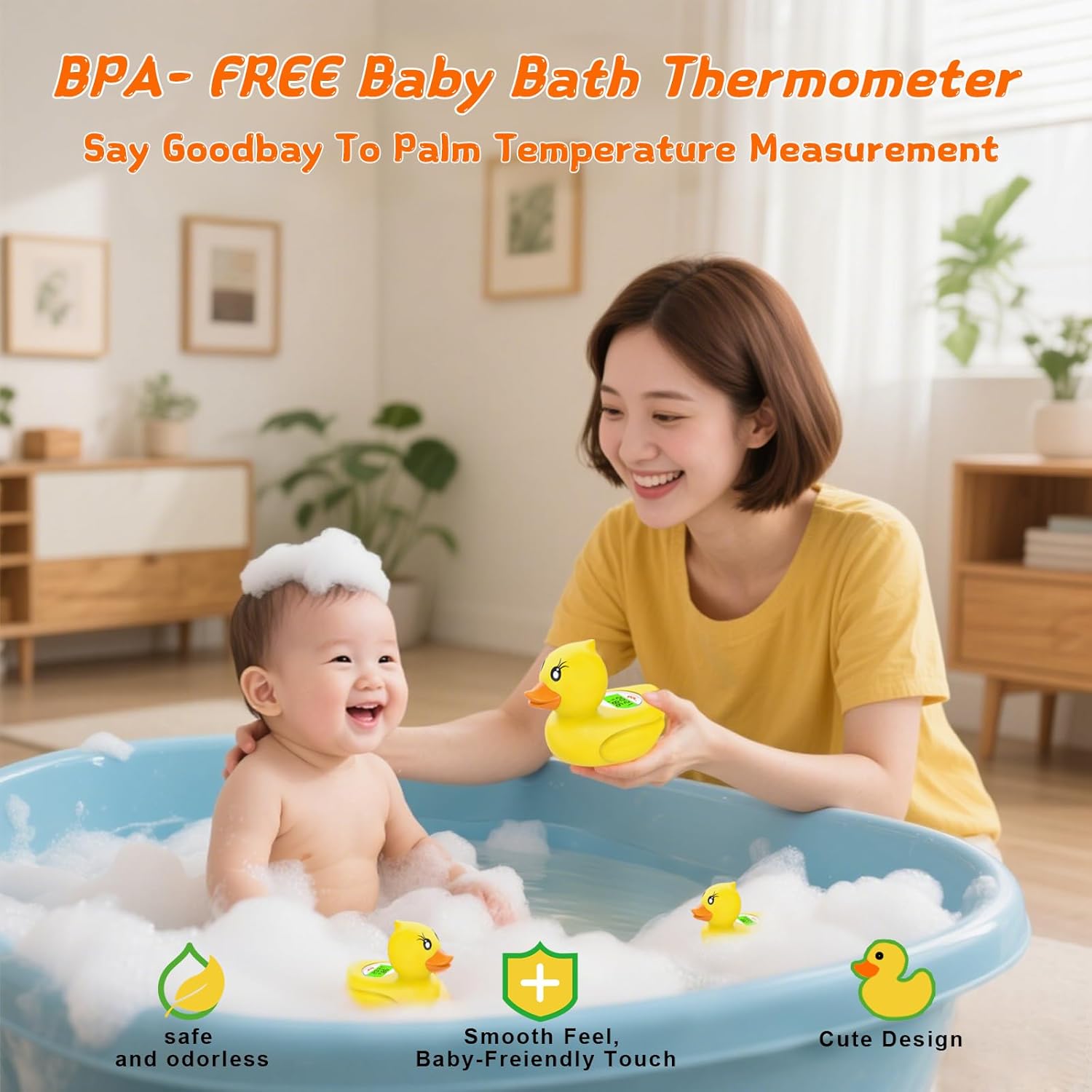 AquaVeilig Baby Badetermometer – Digitalt Display med 3 Farver og Temperaturadvarsel