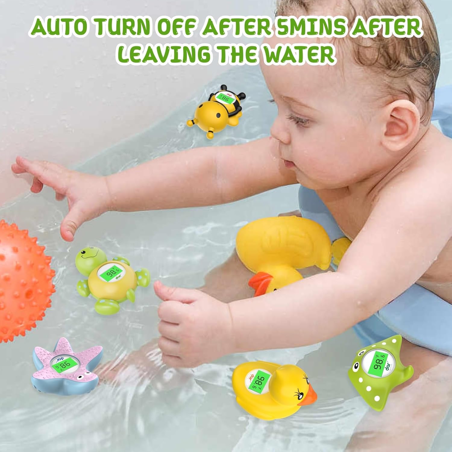 AquaVeilig Baby Badetermometer – Digitalt Display med 3 Farver og Temperaturadvarsel