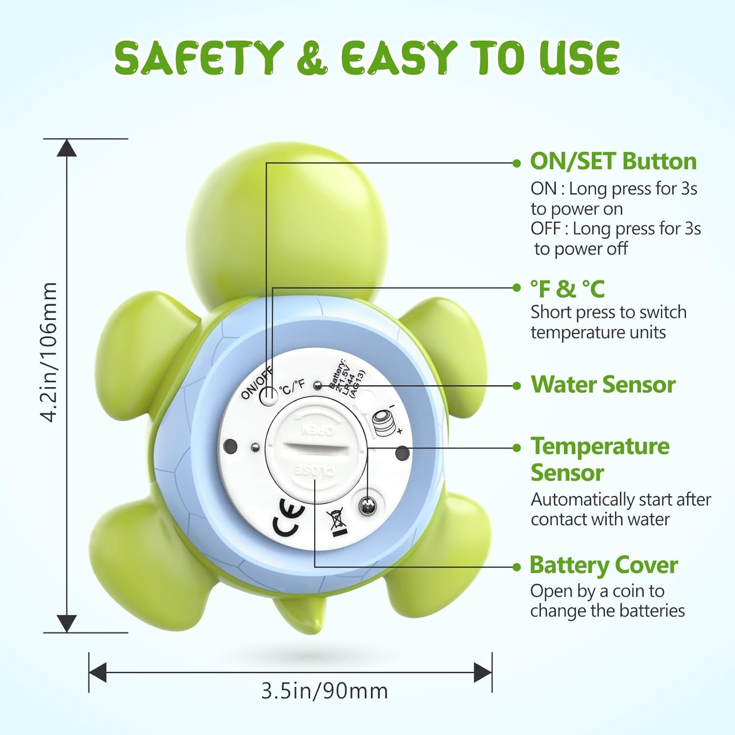 AquaVeilig Baby Badetermometer – Digitalt Display med 3 Farver og Temperaturadvarsel