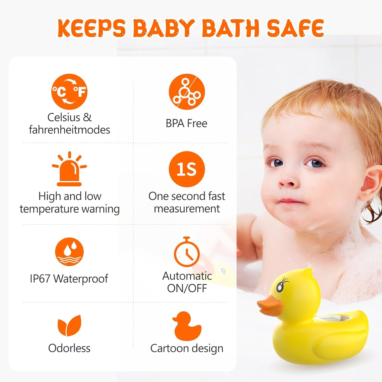 AquaVeilig Baby Badetermometer – Digitalt Display med 3 Farver og Temperaturadvarsel