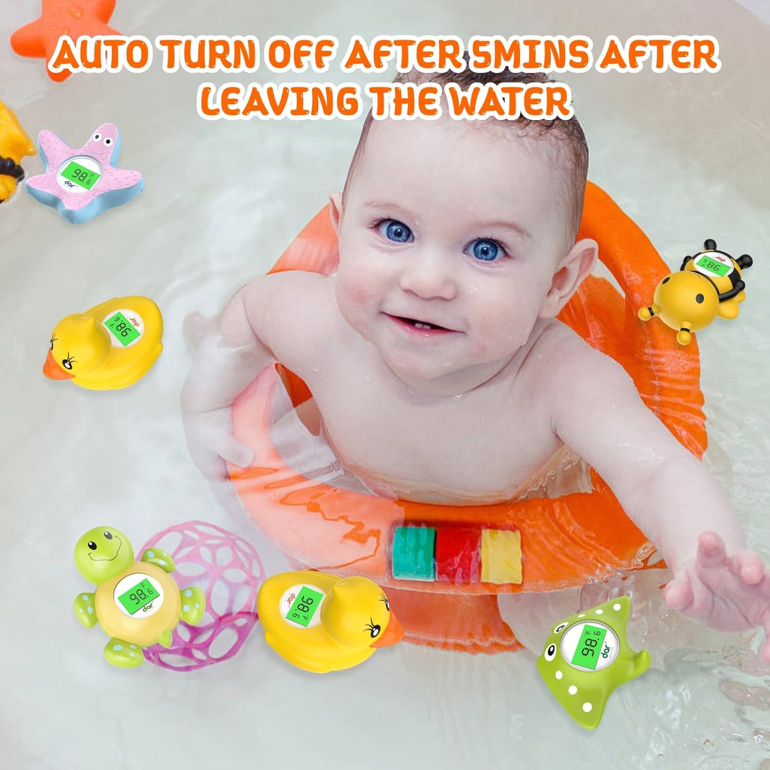 AquaVeilig Baby Badetermometer – Digitalt Display med 3 Farver og Temperaturadvarsel