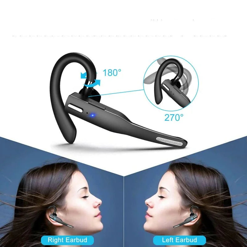AuricSound Trådløs Bluetooth Headset 5.1 - 48 Timer Spilletid, Dual Mic CVC8.0, IPX7