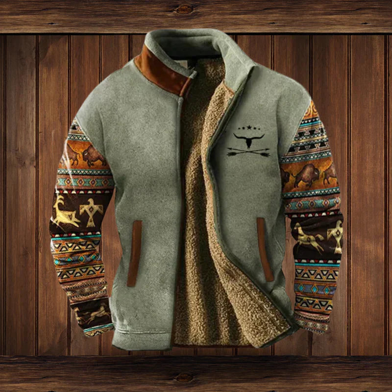 Noah Varm Jakke i Western Stil – Fleeceforing & Etniske Mønstre til Vinterkomfort