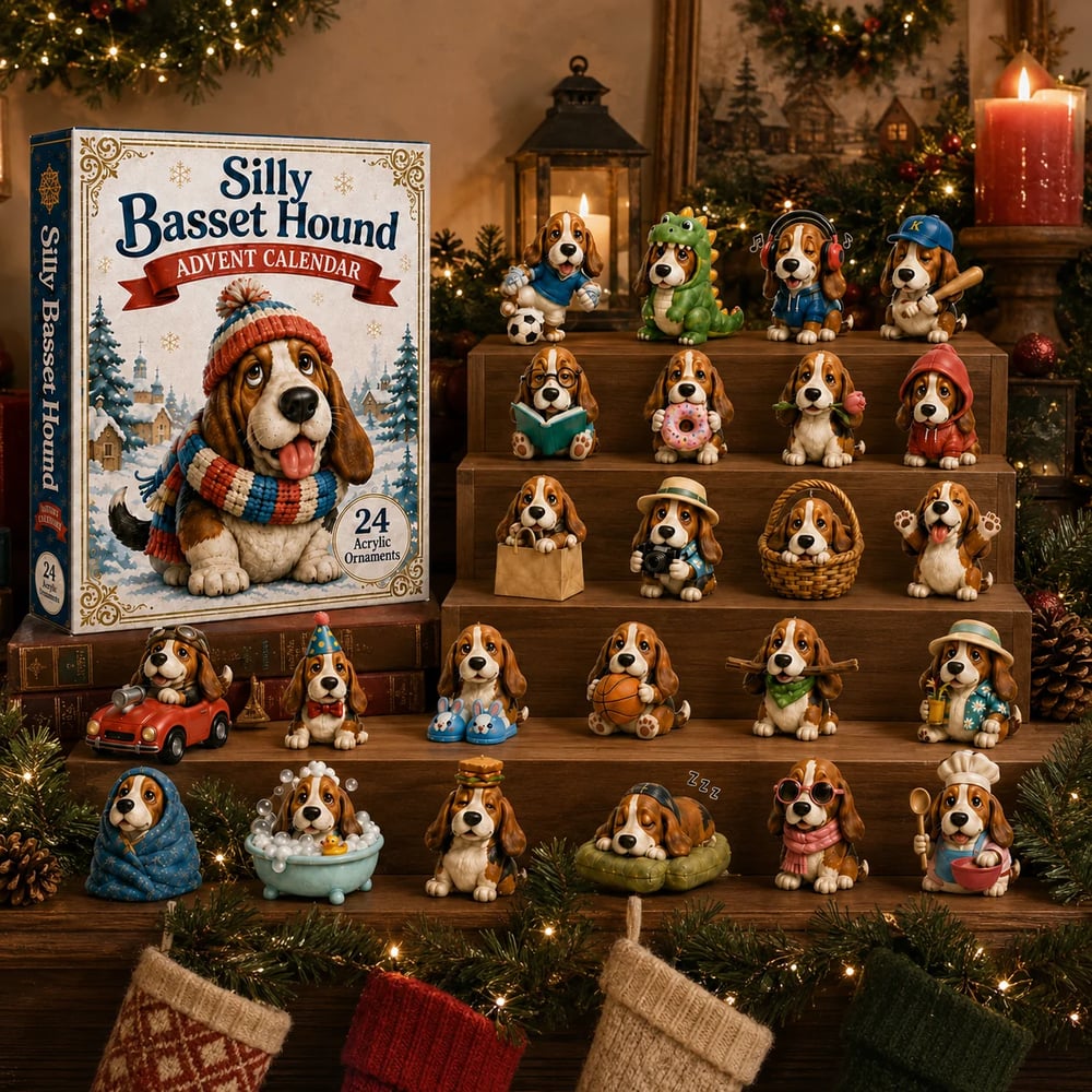 Galna Basset Hound Adventskalender 2026 – 24 Dagar Fulla av Överraskningar