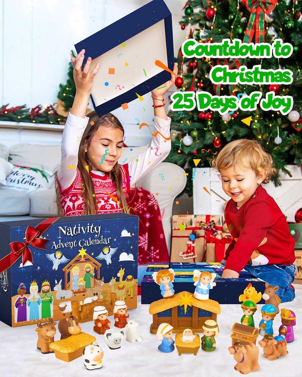 HolyNight | 2025 Julekrippe Adventskalender 25 Stykker Festdekoration