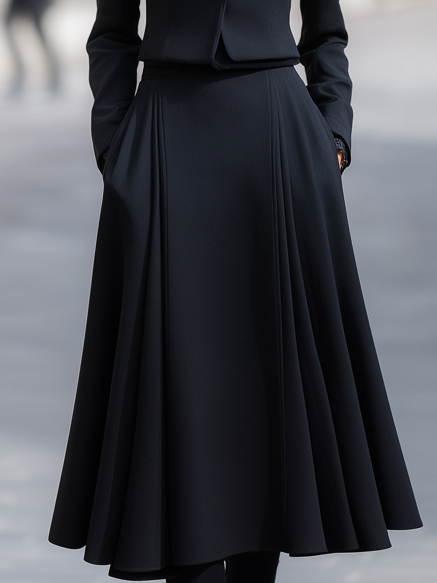 Skræddersyet Blazer & Midi Nederdel Sæt med Struktureret Elegance
