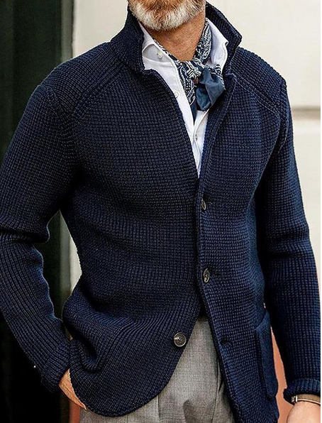 Edward Blazer Herre Vintage – Elegant Ståkrave, Lange Ærmer & Tidløst Design