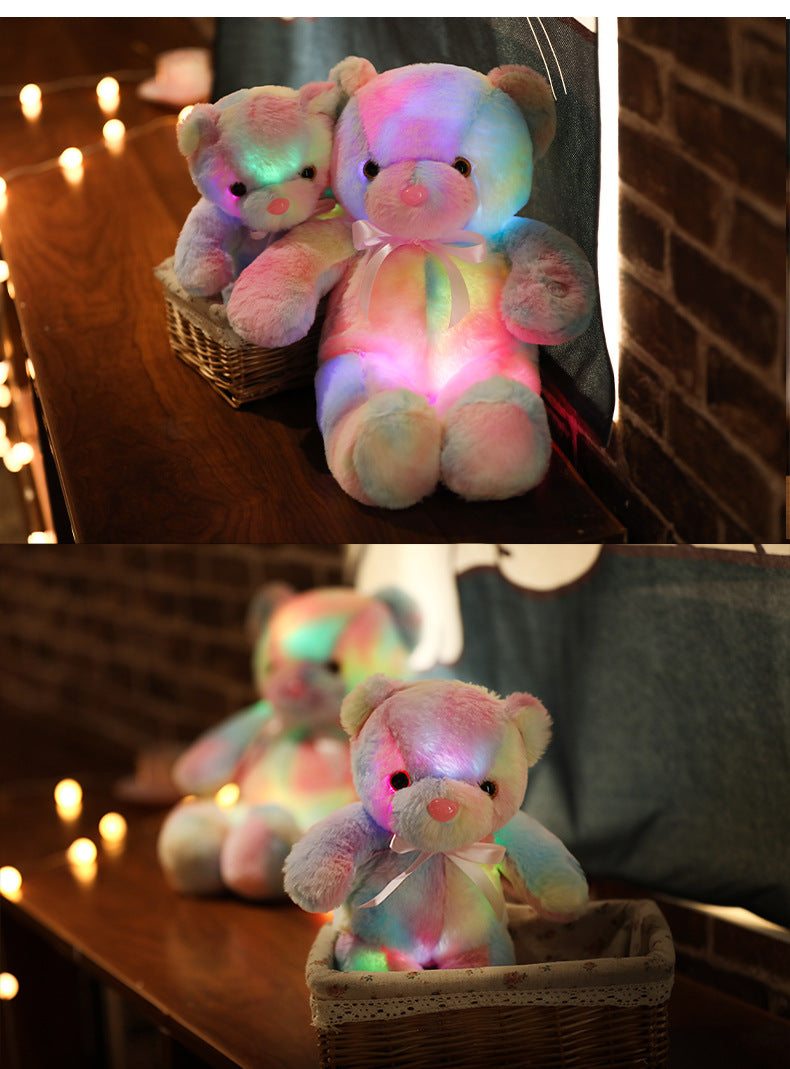 GlowBear | Farverig LED Lys Teddybjørn Plush Legetøj Juletilbud