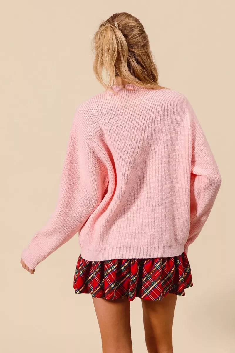 Pink “Glædelig Jul” Glitter Bogstaver Sweater