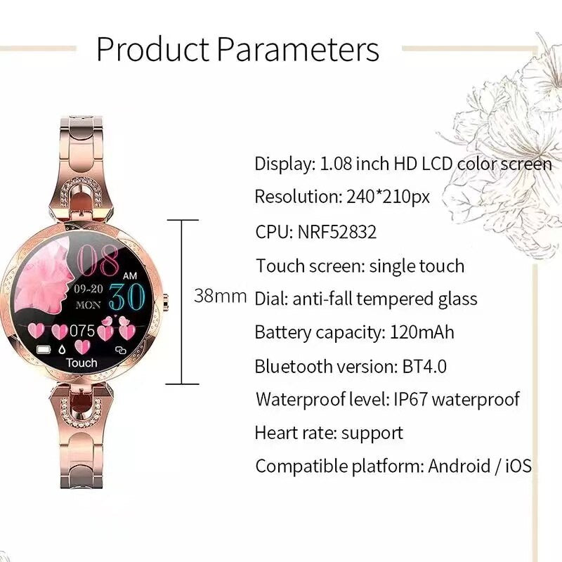AquaFit Smartwatch til Damer – Vandtæt, Aktivitetstracker & Notifikationer