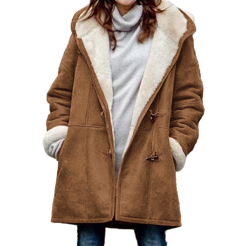 Kiara Kvinders Suede Frakke – Elegant, Varm og Komfortabel Hættefrakke til Vinter