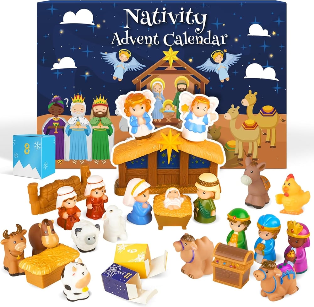 HolyNight | 2025 Julekrippe Adventskalender 25 Stykker Festdekoration