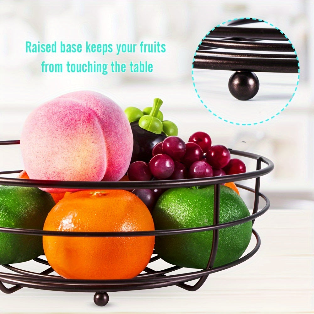 2-Lags Oval Frugtkurv med Bananholder – Metal Køkken Organizer