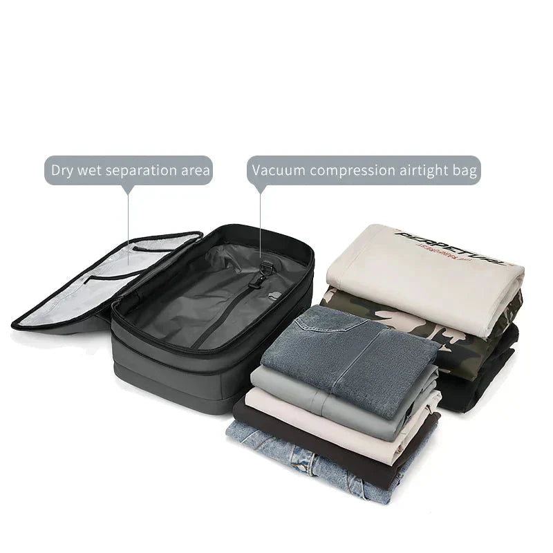 Anti-tyveri Vacuum Komprimering Rygsæk - 60L Udvidelig Airback Rygsæk med Åndbart Design