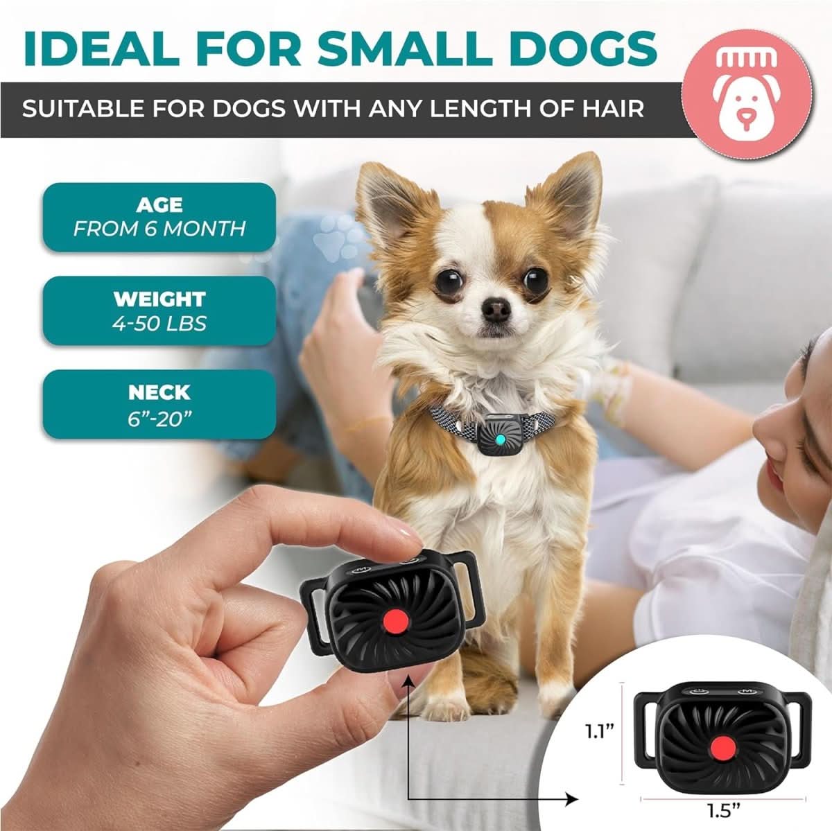 Anti Gø Halsbånd til Hunde med Lyd og Vibration - Justerbart og Vandtæt Design