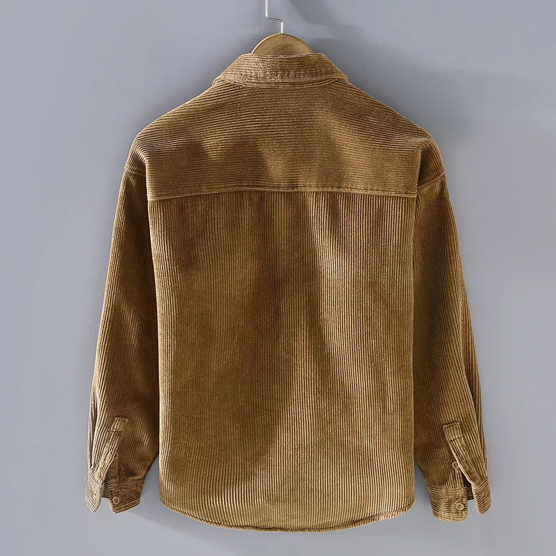 Emerson Corduroy Velvet Jakke Mænd – Varm Fleece Foring & Casual Stil