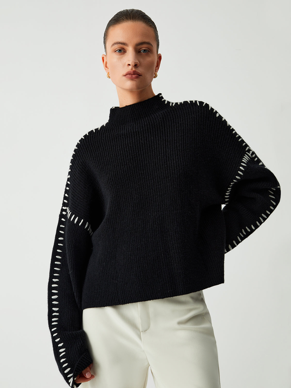 Kayla Pull Kvinde – Oversize Sweater med Høj Hals i Blødt, Chic & Behageligt Strik