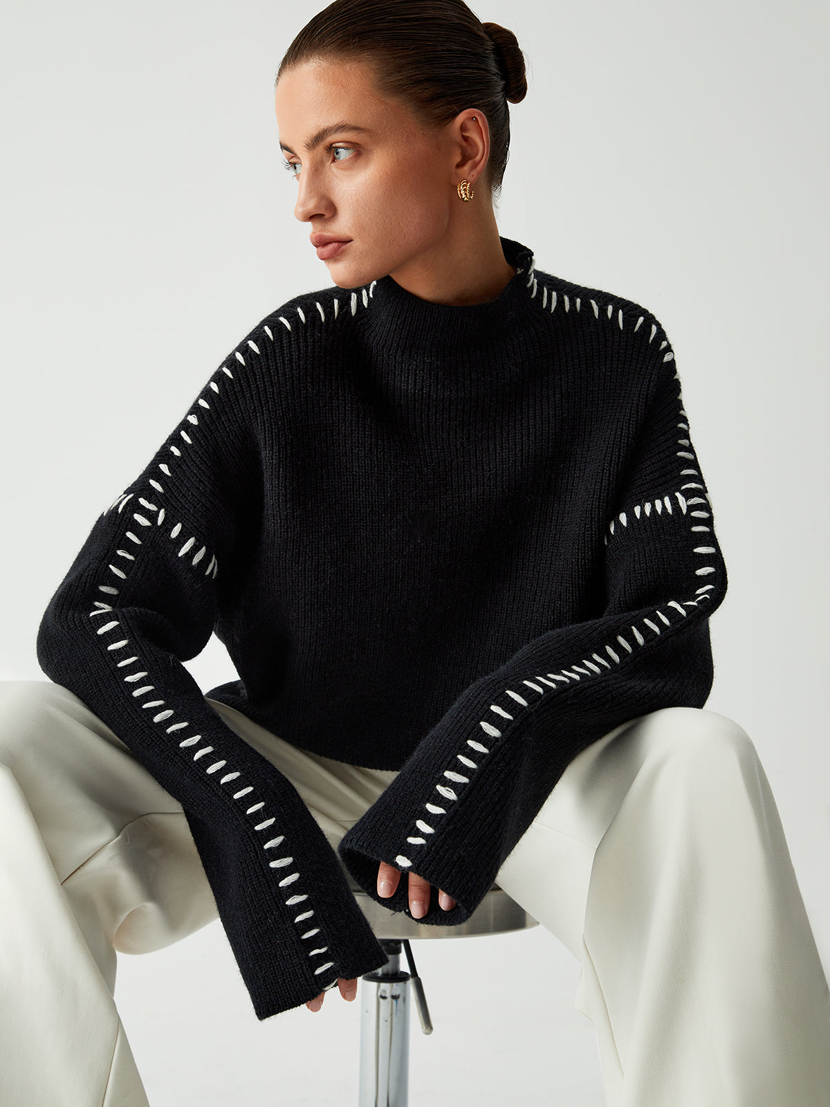 Kayla Pull Kvinde – Oversize Sweater med Høj Hals i Blødt, Chic & Behageligt Strik