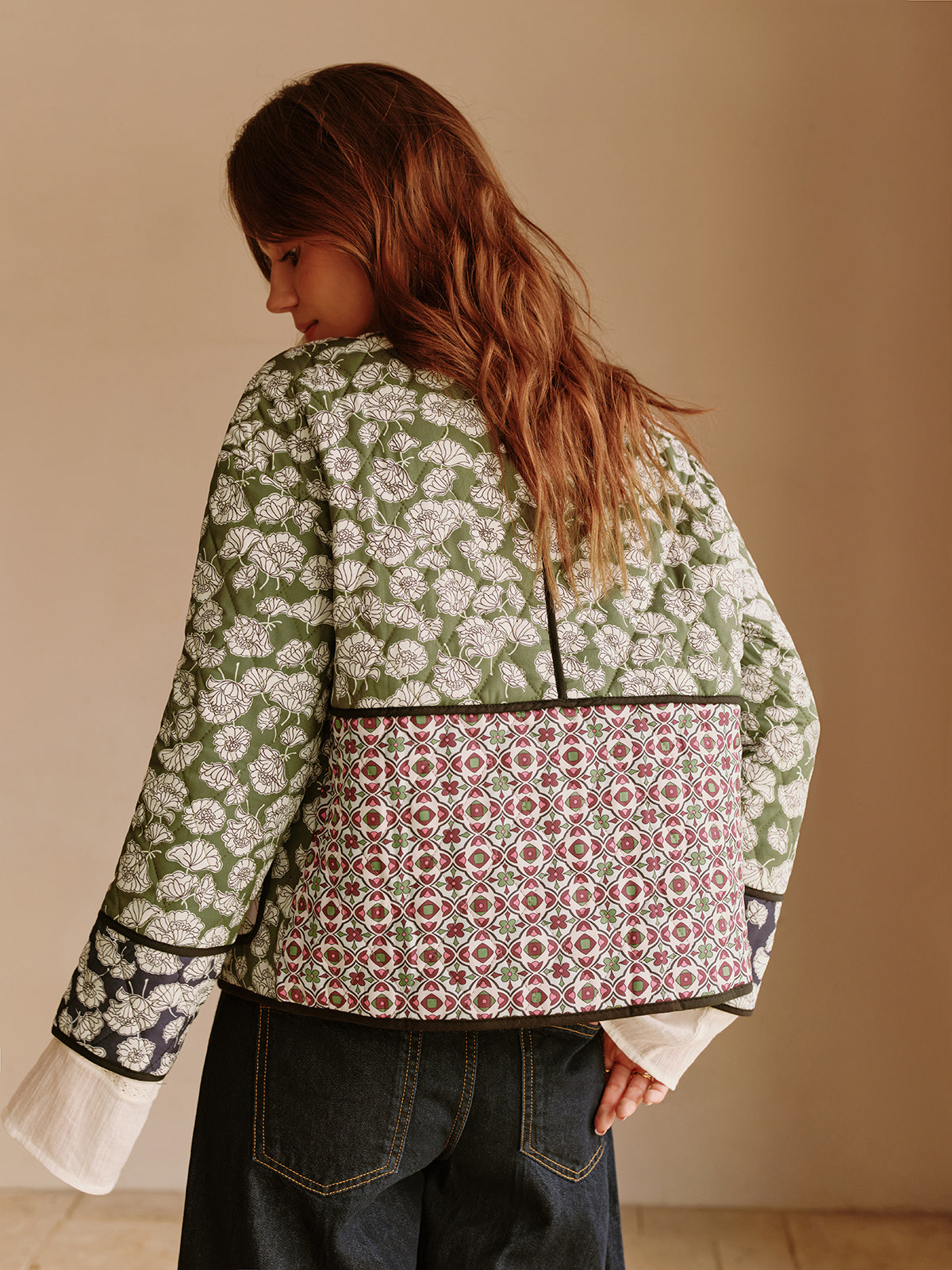 Lennox Quilted Floral Jacket – Multifarvet, Boheme og Autentisk for en Unik Stil
