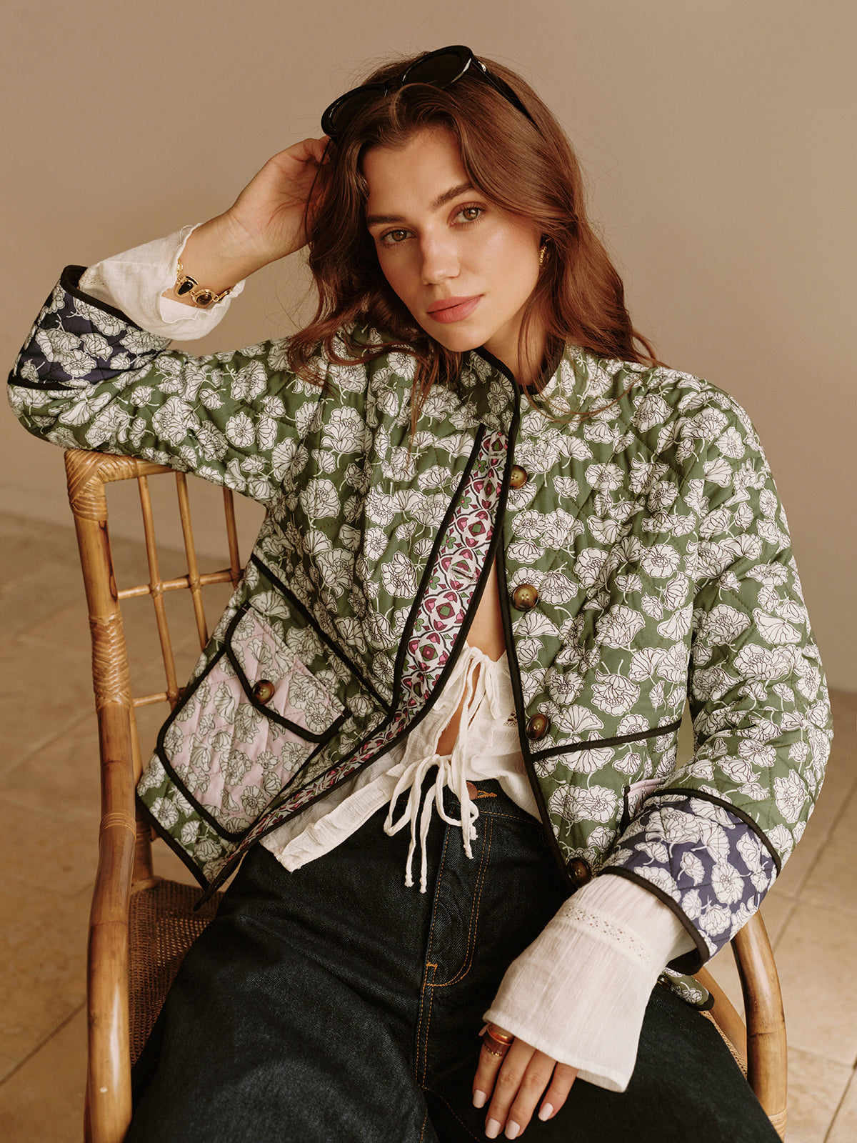 Lennox Quilted Floral Jacket – Multifarvet, Boheme og Autentisk for en Unik Stil