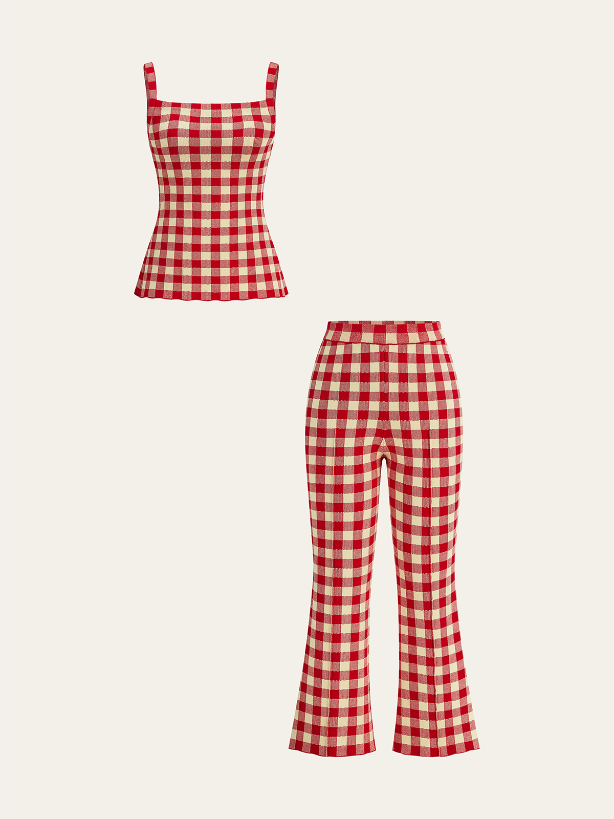 Gingham Print Bukser Sæt