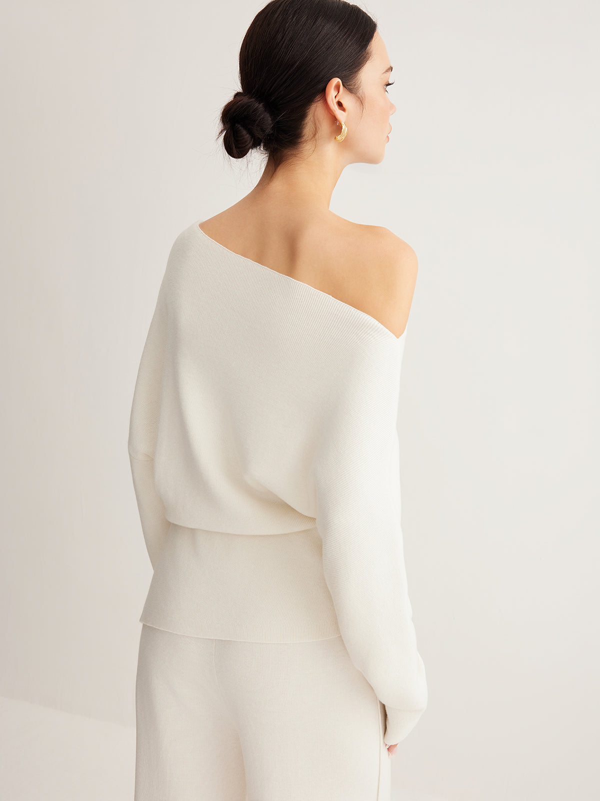 Uldblandet Asymmetrisk Sweater & Bukser med Vidde