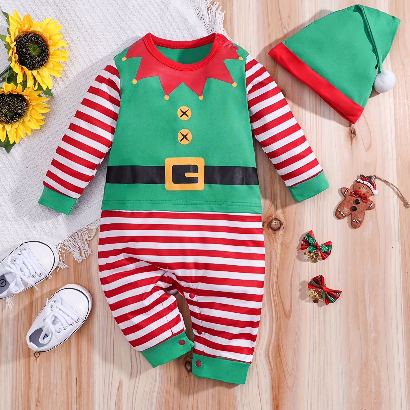 BabyElf Halloween Soveoutfit – Varm Romper med Elvedesign (0–3 år)