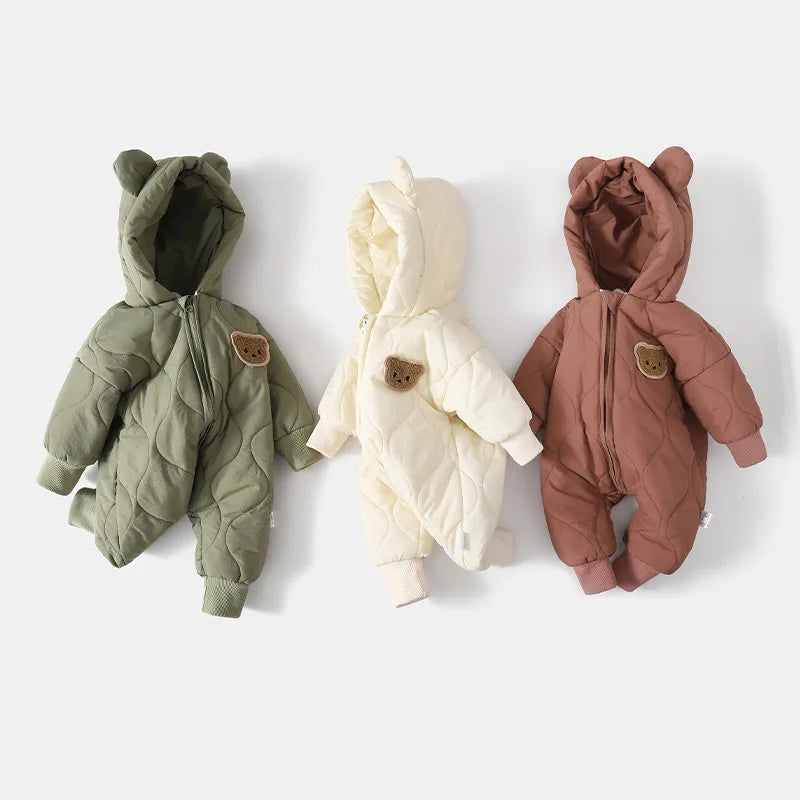 Baby Vinteroveralls med Hætte og Bjørnemotiv