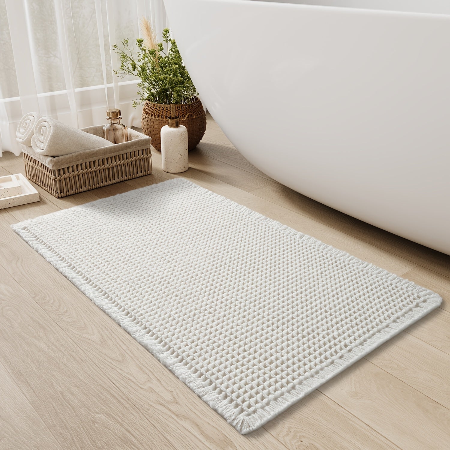 Badeværelsesmåtte med Vaffeldesign og Anti-Slip Funktion