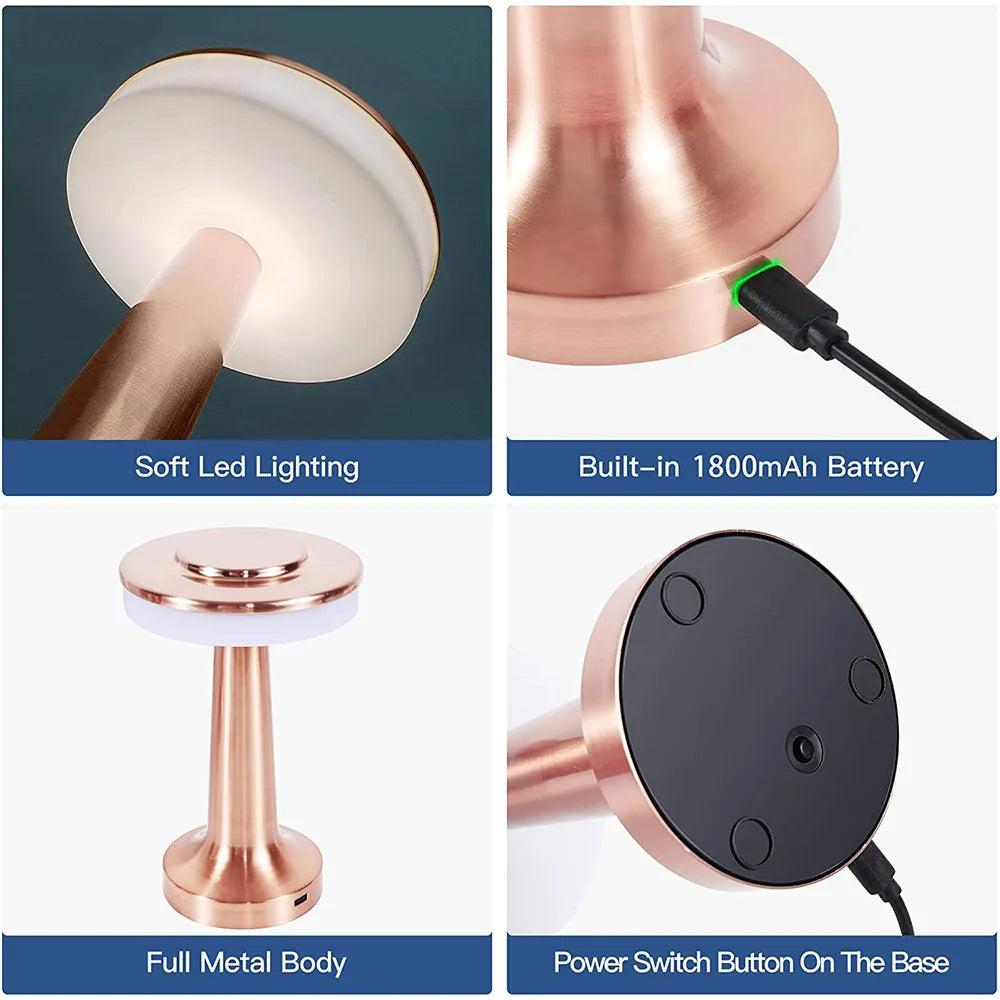Bærbar Bordlampe Trådløs med Retro Design