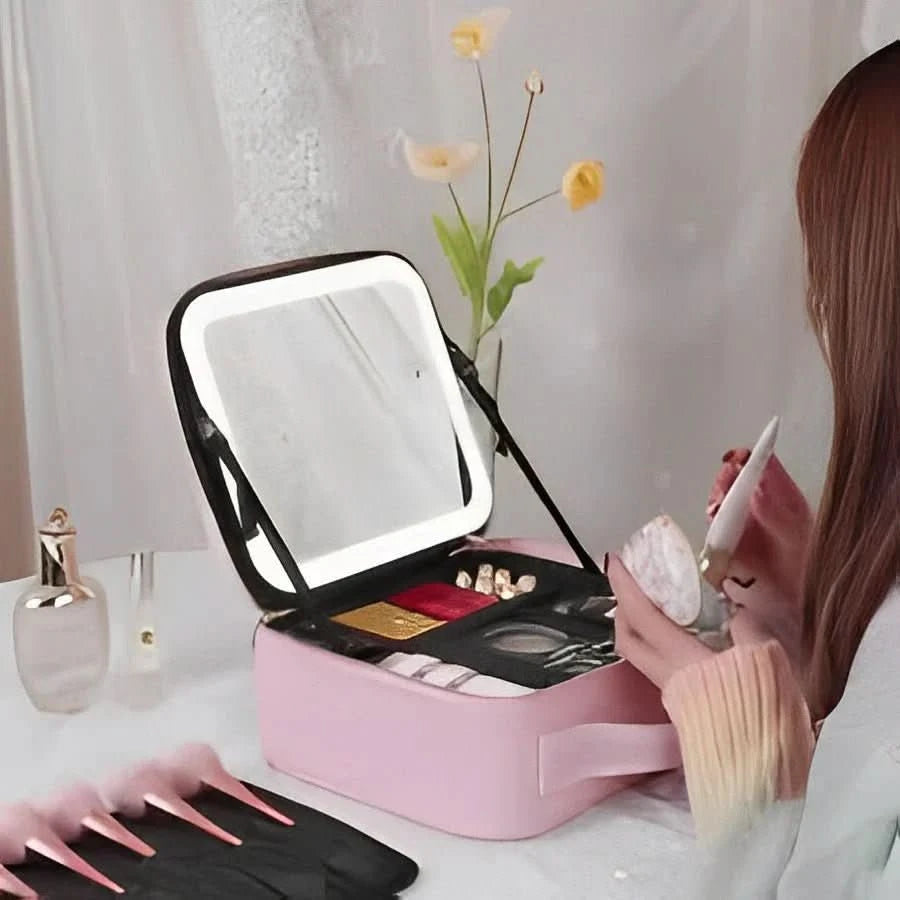 Bærbar Makeuptaske med LED-spejl