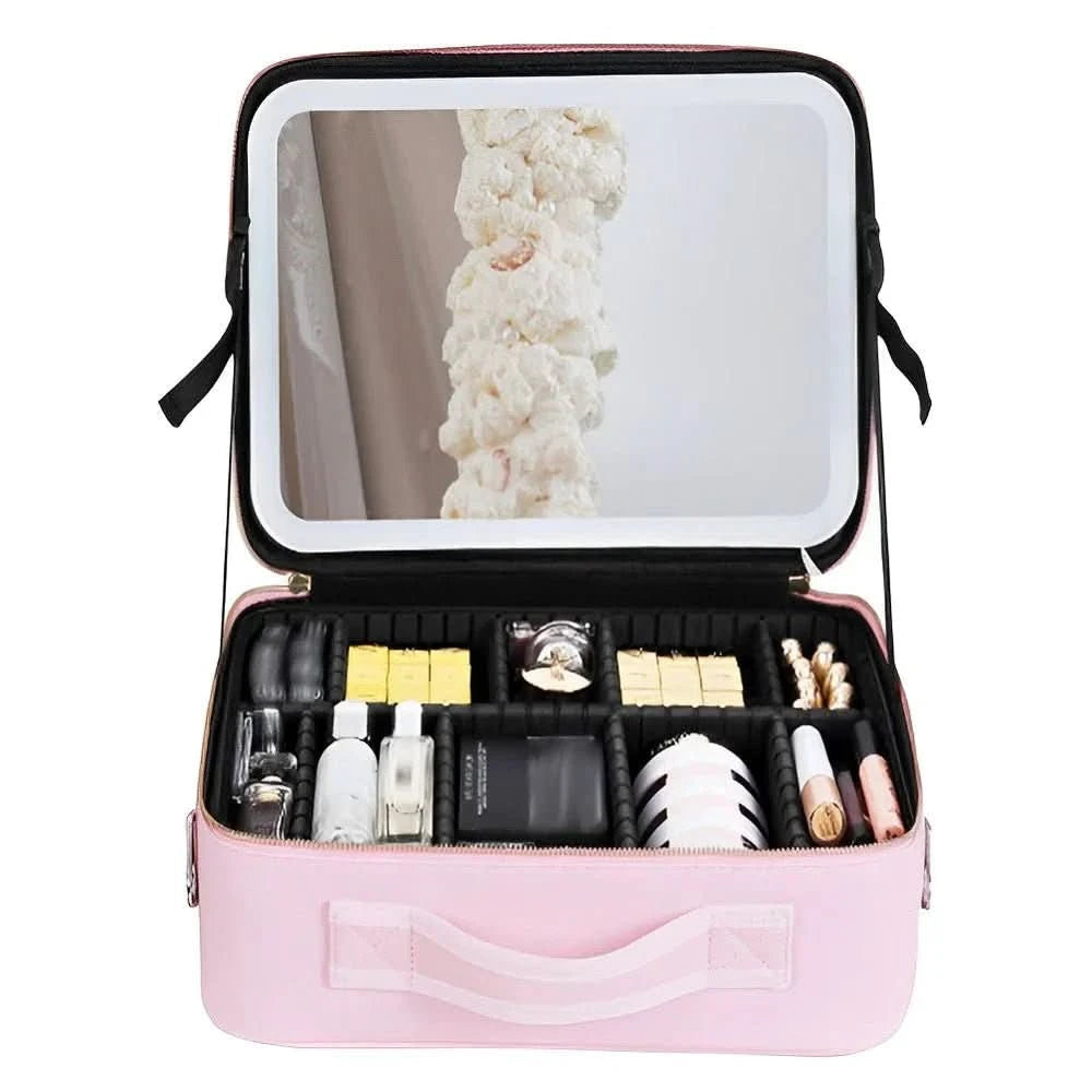 Bærbar Makeuptaske med LED-spejl