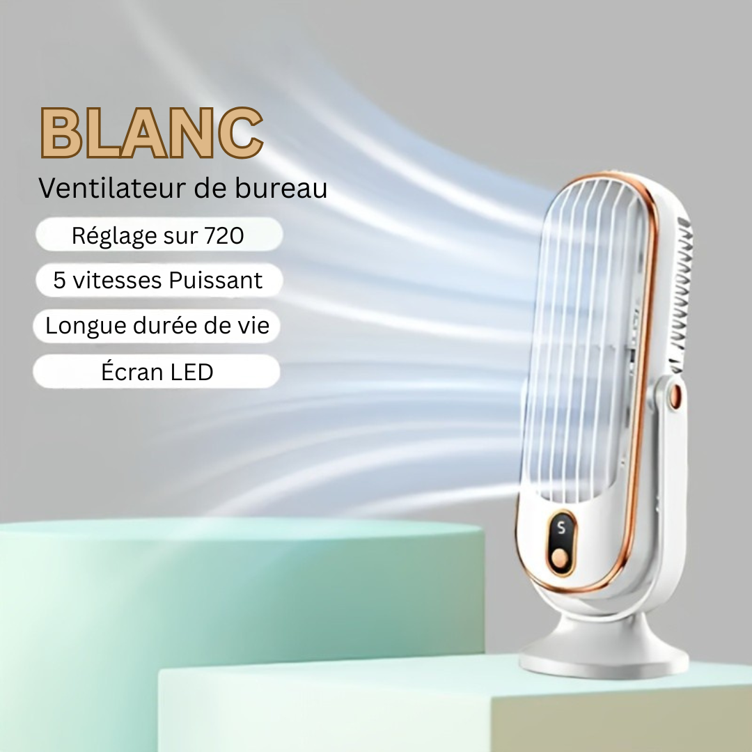 Bærbar Ventilator Dobbelt Motor 720° Rotation Kompakt Design
