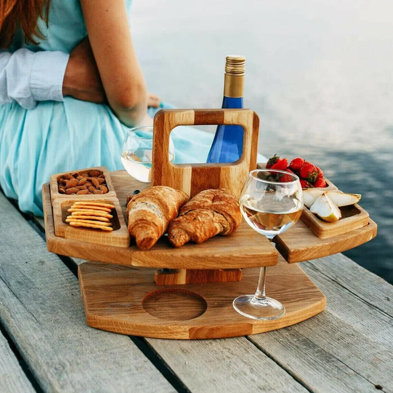 Bærbart Picnic Bord til Udendørs Brug Med Vinglas Holder
