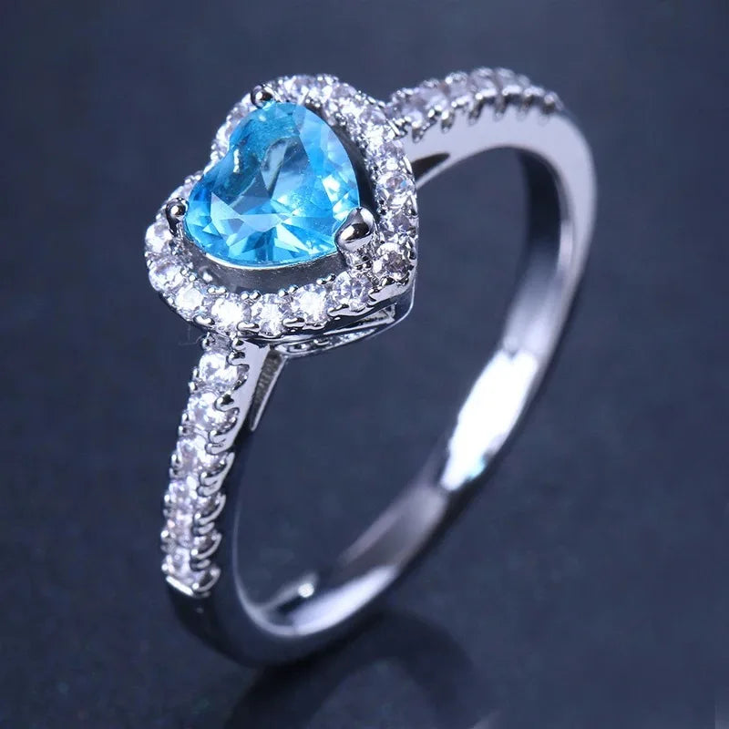 Betagende Dameforlovelsesring 925 Sterling Sølv Klassisk Hjerteformet Diamantring Minde Smykker Gave