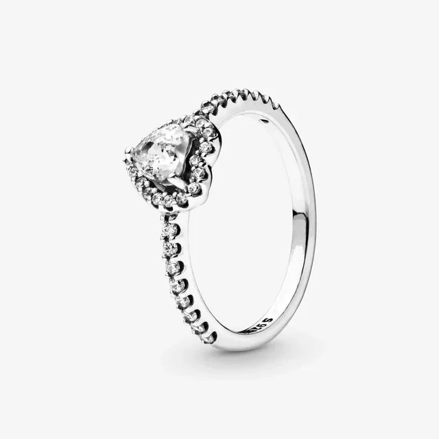 Betagende Dameforlovelsesring 925 Sterling Sølv Klassisk Hjerteformet Diamantring Minde Smykker Gave