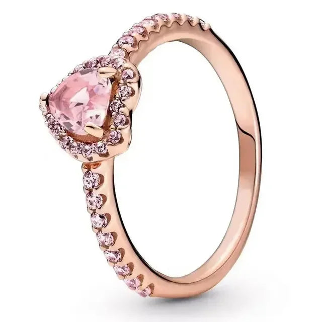 Betagende Dameforlovelsesring 925 Sterling Sølv Klassisk Hjerteformet Diamantring Minde Smykker Gave