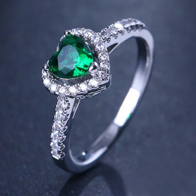 Betagende Dameforlovelsesring 925 Sterling Sølv Klassisk Hjerteformet Diamantring Minde Smykker Gave
