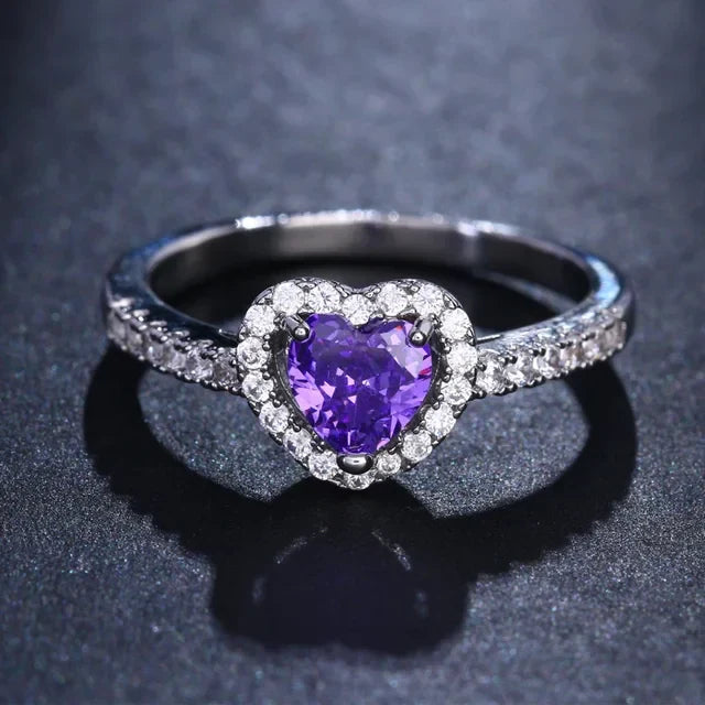 Betagende Dameforlovelsesring 925 Sterling Sølv Klassisk Hjerteformet Diamantring Minde Smykker Gave