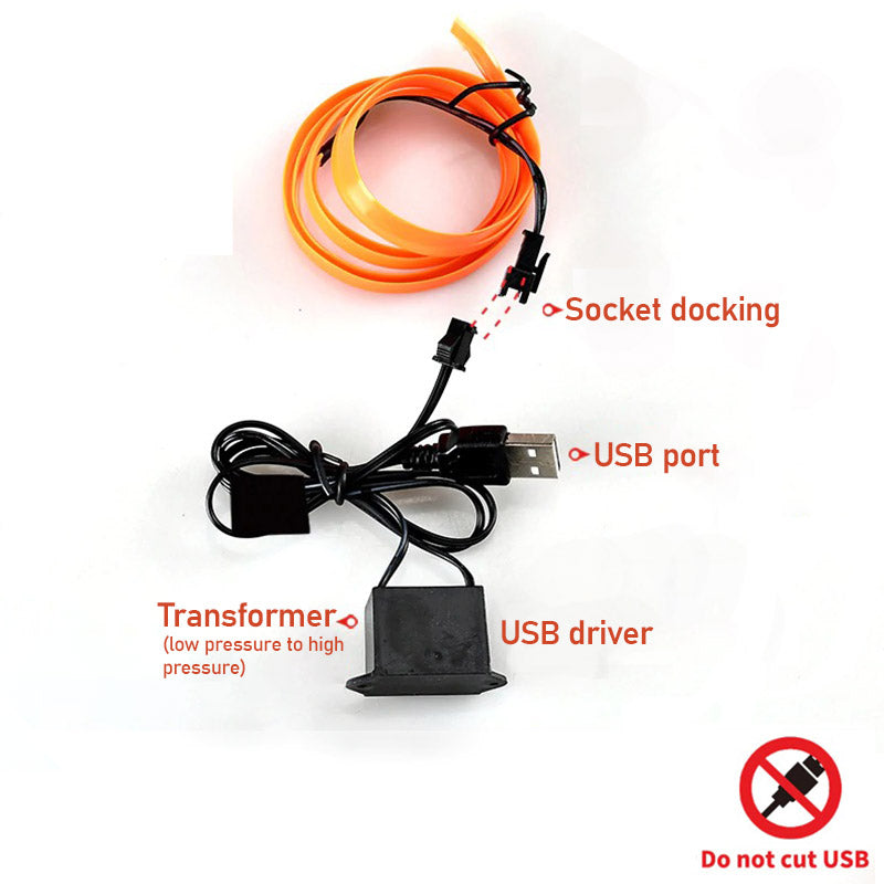 Bil Neon Lys Sæt Tilpasseligt USB Lyskabel 5m