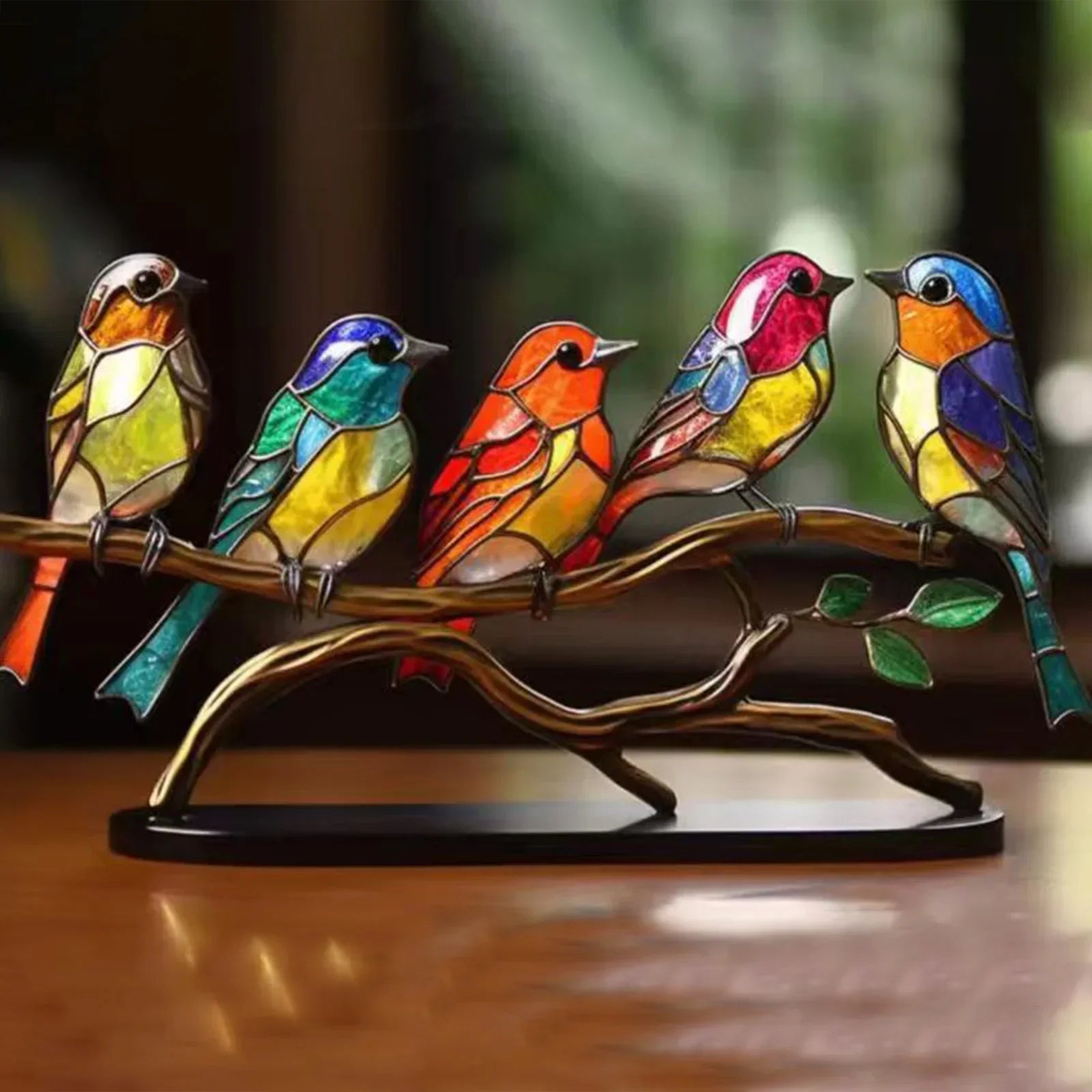 BirdArt - Akryl Fugle på Gren Skulptur | Kunstnerisk Dekoration til Soveværelset