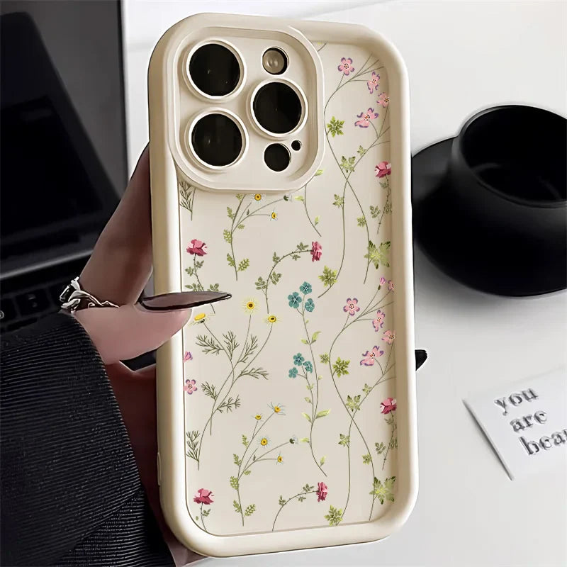 Blomster Telefoncover Til iPhone 13, 11, 12, 14, 15, 16, 17, 8, 7 Plus, XR, SEMed Stødsikker Design