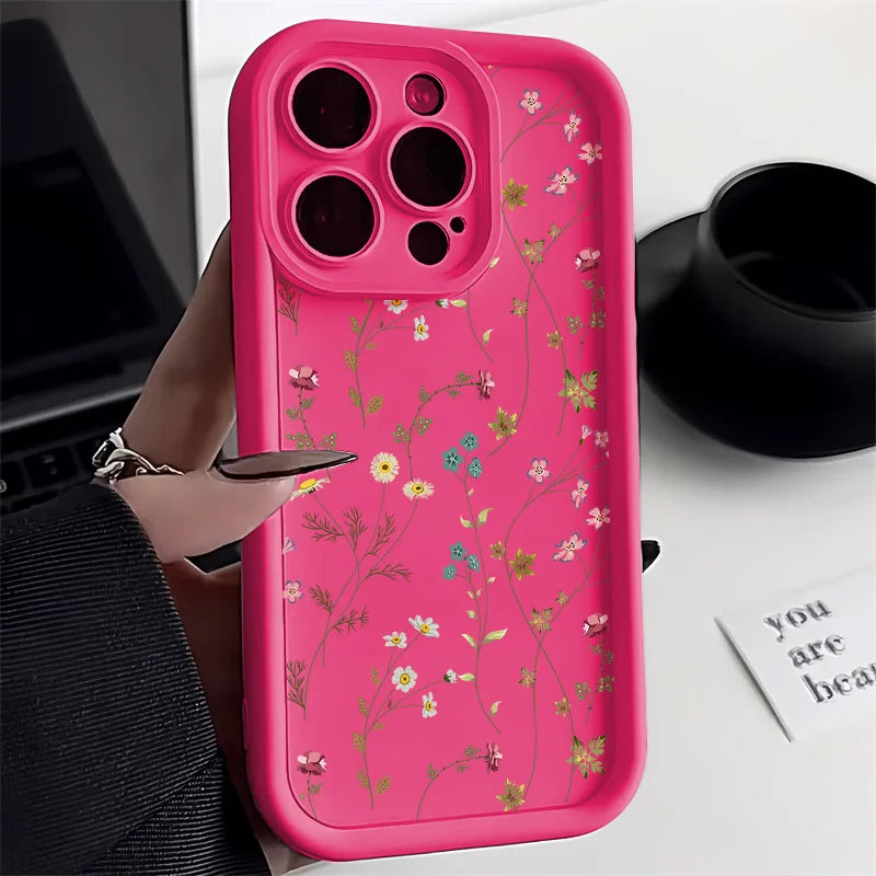 Blomster Telefoncover Til iPhone 13, 11, 12, 14, 15, 16, 17, 8, 7 Plus, XR, SEMed Stødsikker Design